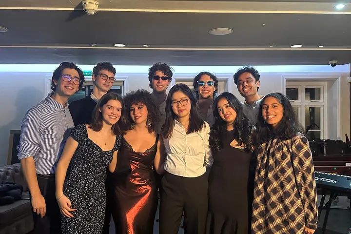 The band posed together after a gig